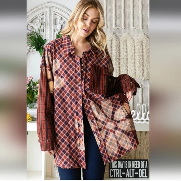 NWT Blue Velvet Plaid Button Down Shirt Size Medium - Cool Detailing! - Picture 5 of 16